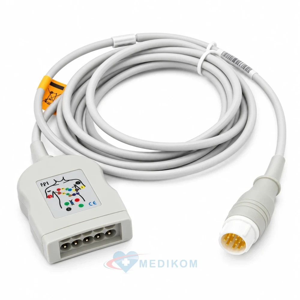 Kabel główny EKG Philips na 3 odprowadzenia HP. Kompatybilny z kardiomonitorami Philips, HP, Nihon Kohden i Welch Allyn.