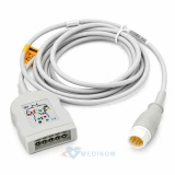 Kabel główny EKG Philips na 3 odprowadzenia HP. Kompatybilny z kardiomonitorami Philips, HP, Nihon Kohden i Welch Allyn.