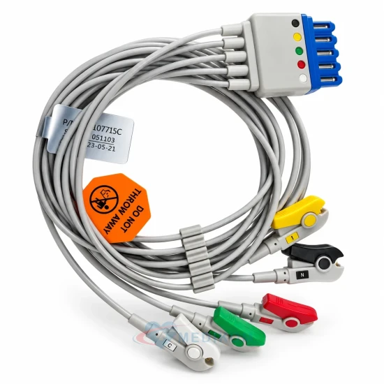Kabel 5-odprowadzeniowy, klamra, typ HP kompatybilny z kardiomonitorami Philips, HP, Nihon Kohden i Welch Allyn.