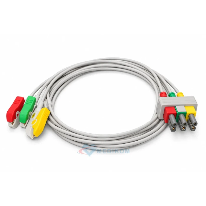 Kabel 3 odprowadzeniowy, klamra, typ HP kompatybilny z kardiomonitorami Philips, HP, Nihon Kohden i Welch Allyn.