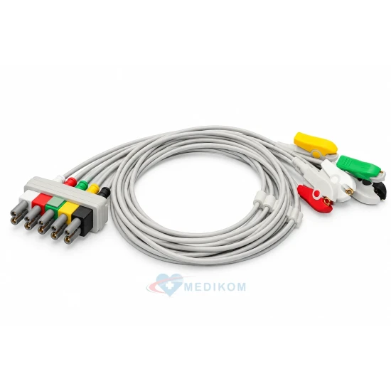 Kabel 5 odprowadzeniowy, klamra, typ HP kompatybilny z kardiomonitorami Philips, HP, Nihon Kohden i Welch Allyn.