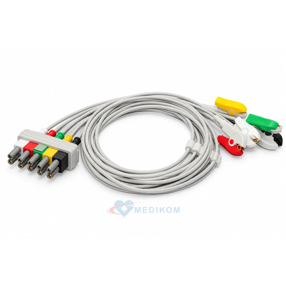 Kabel 5 odprowadzeniowy, klamra, typ HP kompatybilny z kardiomonitorami Philips, HP, Nihon Kohden i Welch Allyn.