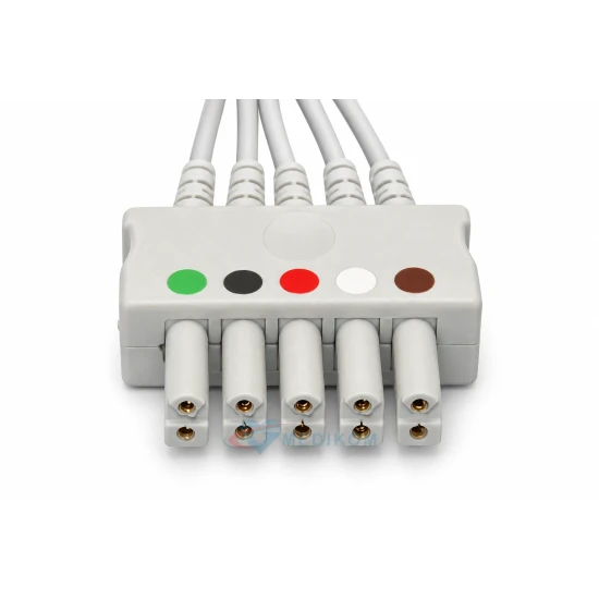 Kabel 5 odprowadzeniowy, klamra, typ HP kompatybilny z kardiomonitorami Philips, HP, Nihon Kohden i Welch Allyn.