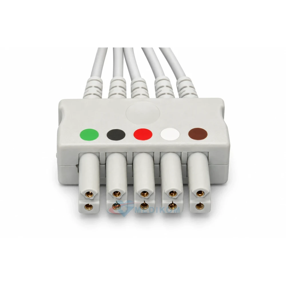 Kabel 5 odprowadzeniowy, klamra, typ HP kompatybilny z kardiomonitorami Philips, HP, Nihon Kohden i Welch Allyn.